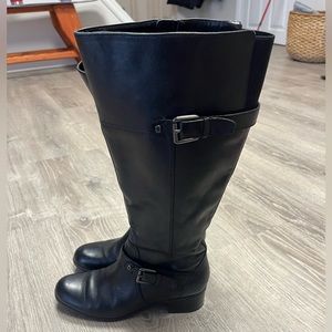 Bandolino Black Leather, Calf Height Boot, size 8, 1.5” Heel